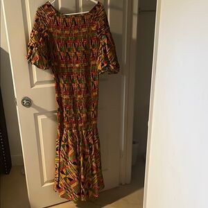 Multicolor Off-Shoulder Dress